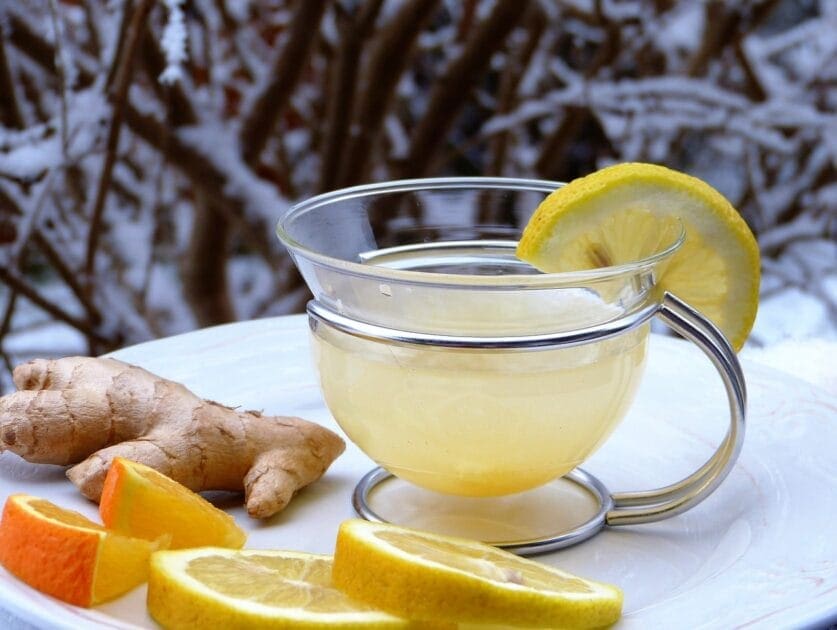 lemon, ginger, orange, Naturopathic Tea representing the 6 Naturopathic Principles.
