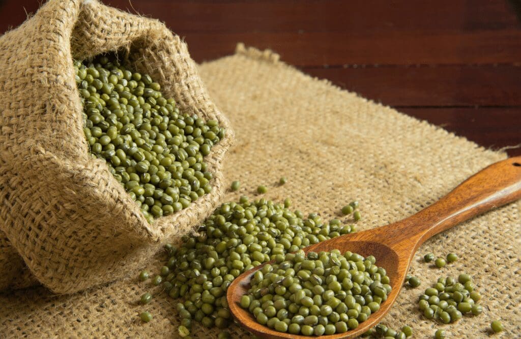 A sack of mung beans. Plant-based foods. Brisbane Livewell Clinic