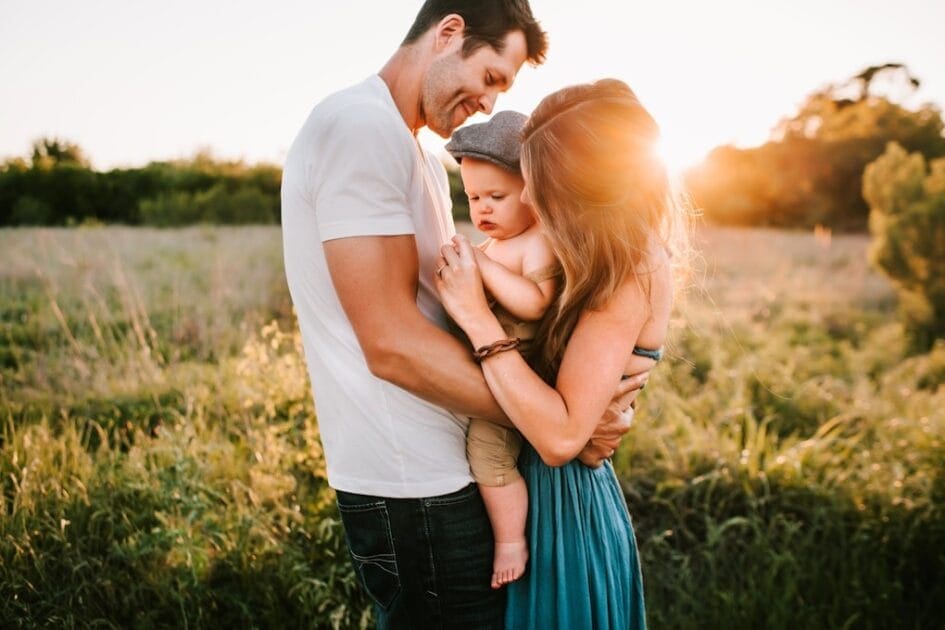 family photo on green grass during golden hour. DNA Genetic Methylation Testing in Brisbane