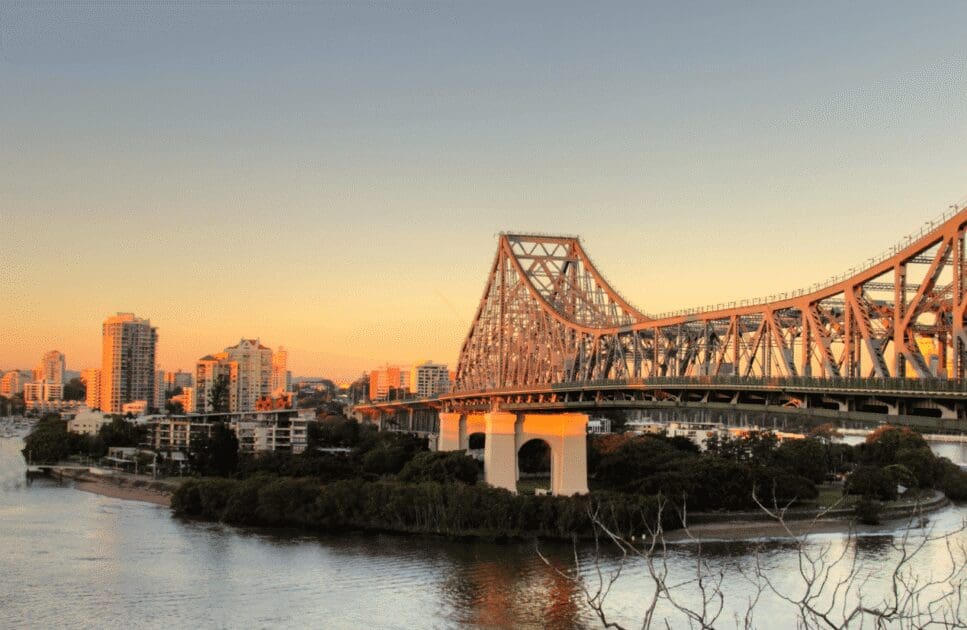A bridge and sunrise view. Brisbane