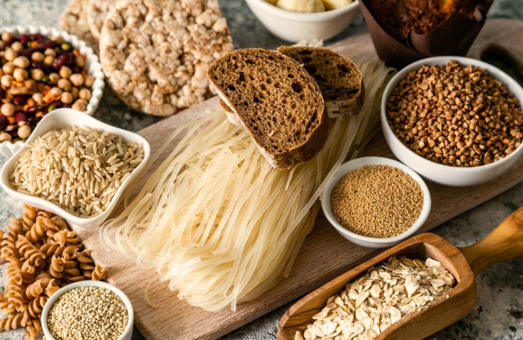 A variety of gluten food. Food Intolerance Testing. Brisbane Livewell Clinic