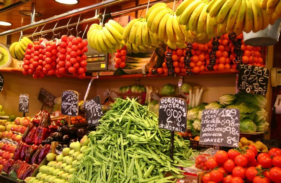 Fruits and vegetables market stall. Coeliac Disease. Brisbane Livewell Clinic